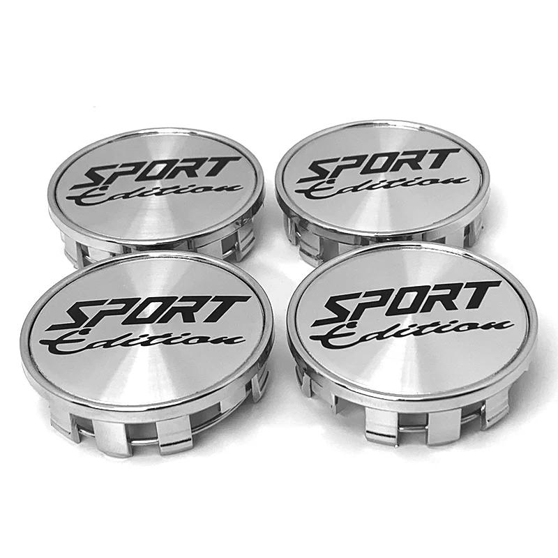 4PCS SPORT Logo 54MM(52mm-50mm) Car Wheels Rim Hub Cap Auto Car Wheel Center Caps Hubcap Dust-proof Cover Black Chrome
