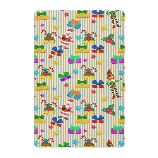 Рождественская простыня на матрас для детской кроватки Дед Мороз Рождественский носок Натяжная простыня для детской кроватки Чехол на матрас для детской кроватки с рождественской елкой для мальчиков и девочек Декор для детской кроватки