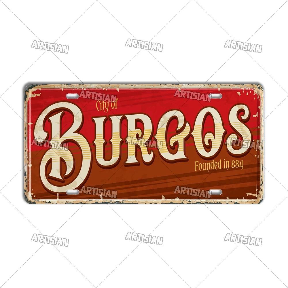Artisan SPAIN License Plate Metal Sign City Landmark Wall Decor Decorative Vehicle Plate for Bar Pub Club Hotel Cafe Wall Art