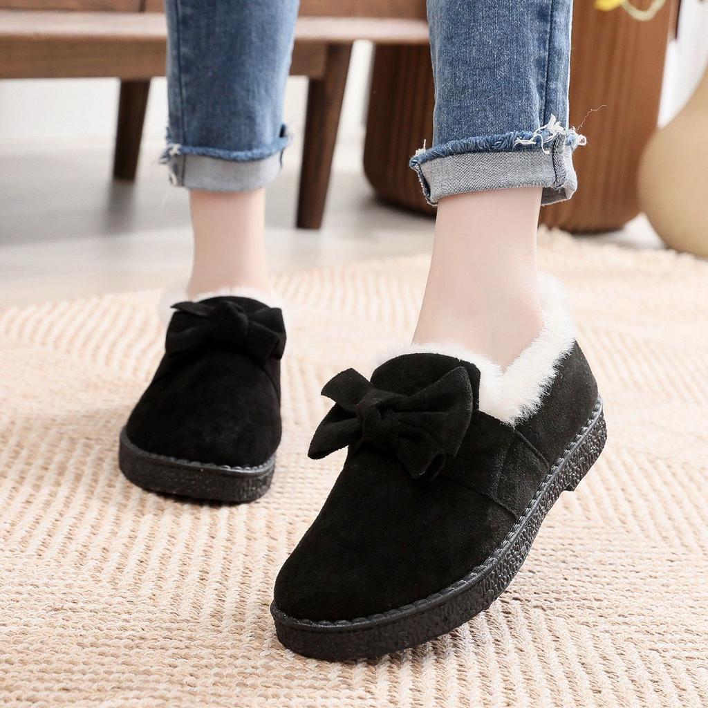 One-pedal Cotton Shoes Women's Velvet Thickened Warm Snow Boots Short Student Winter Women's Shoes Mother Middle-aged and Elderly Short Boots