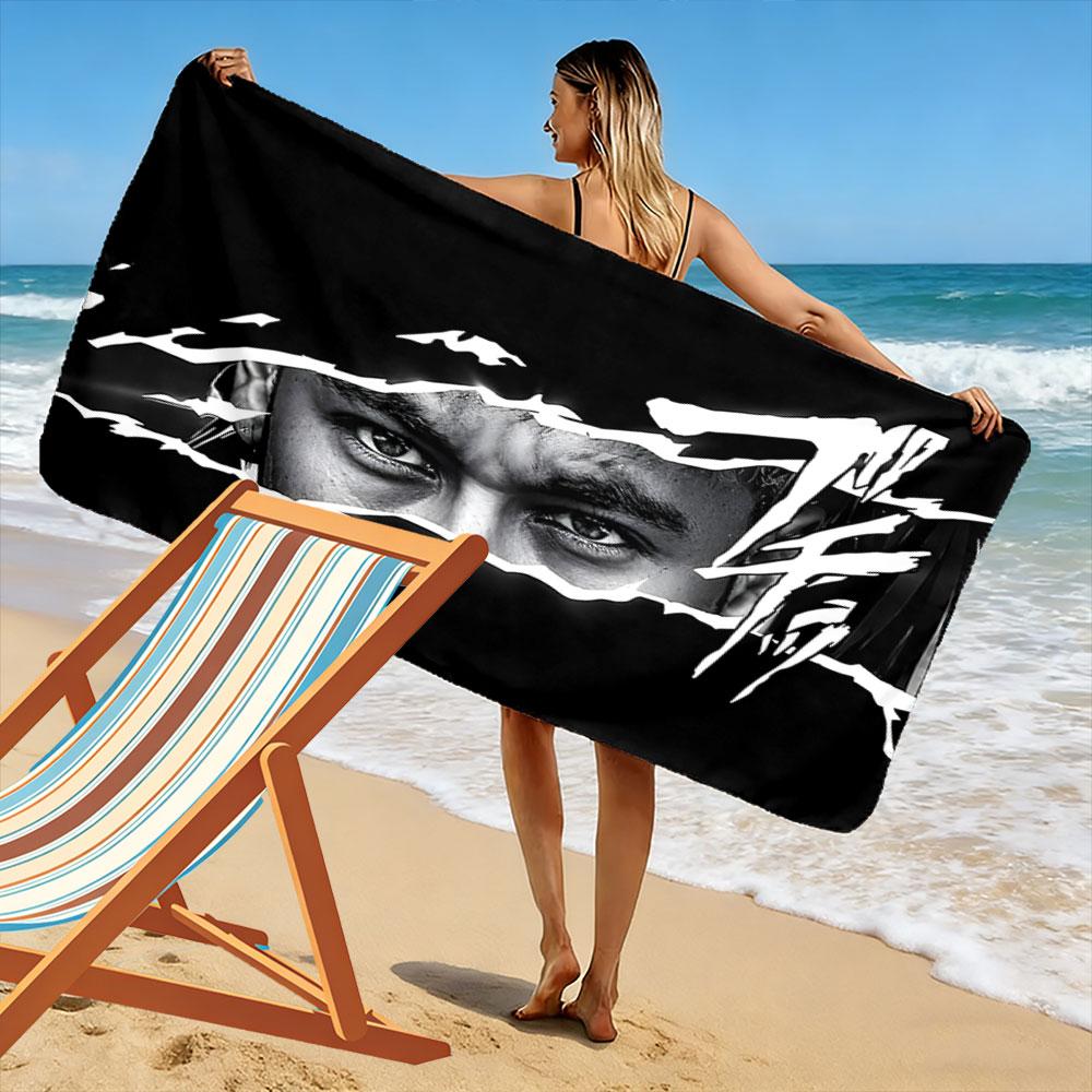 Piercing gaze through shadows Print beach towel, quick drying, suitable for travel, outdoor sports, jogging, the beach and swimming, gift
