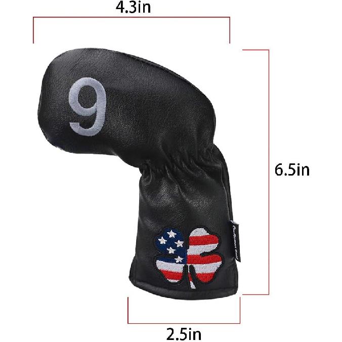 CRAFTSMAN GOLF 11pcs /Set USA US Flag Clover Leather Left Right Black White Green Dark Blue Iron Covers Headcover Also Available for Custom Version
