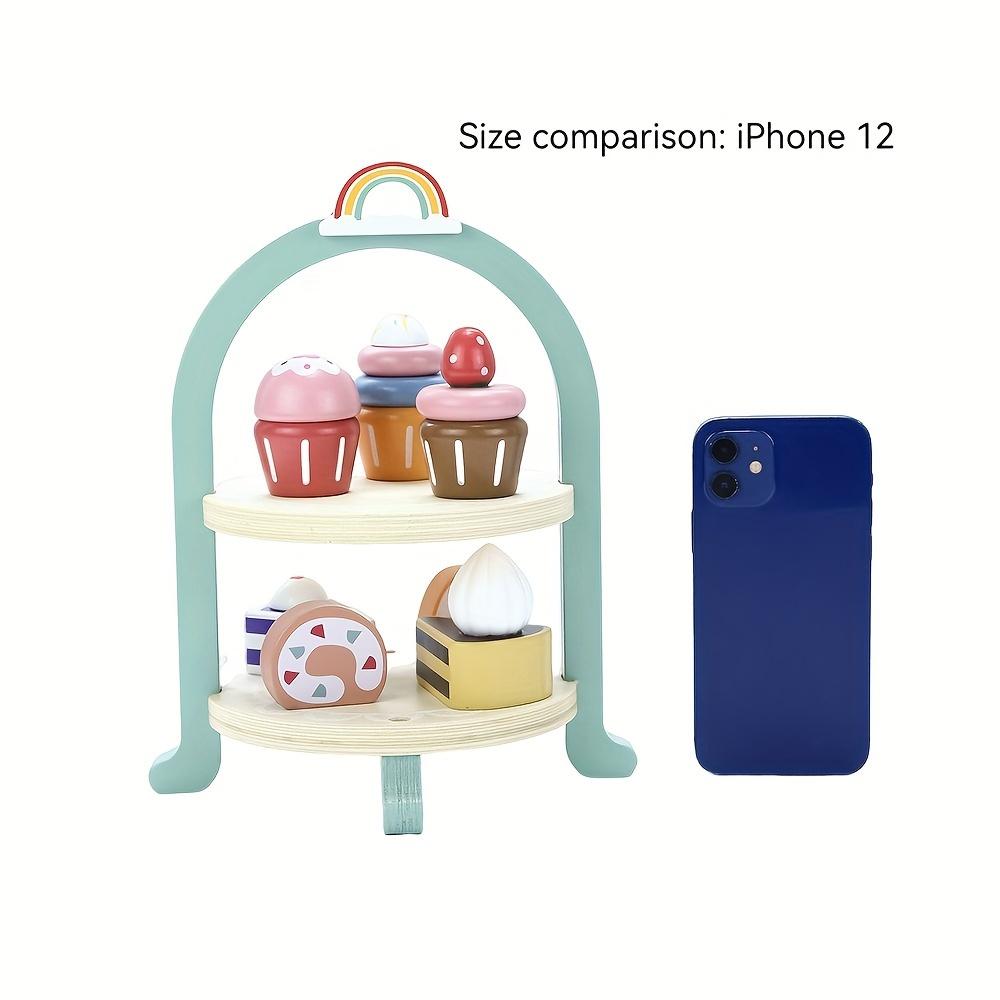 Wooden Cake Pop Shop Playset ,8 Piece Pretend Play Food Toy with Multi-Tiered Dessert Tower Educational Kitchen Roleplay Set for Kids 3+