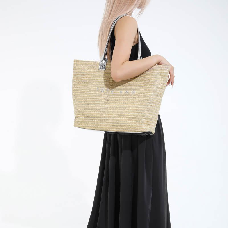 2025 Fashion Casual New PU & Straw Woven Tote Bags Solid Large Capacity Popularity Exquisite Hot Trendy Shoulder Bags for Women