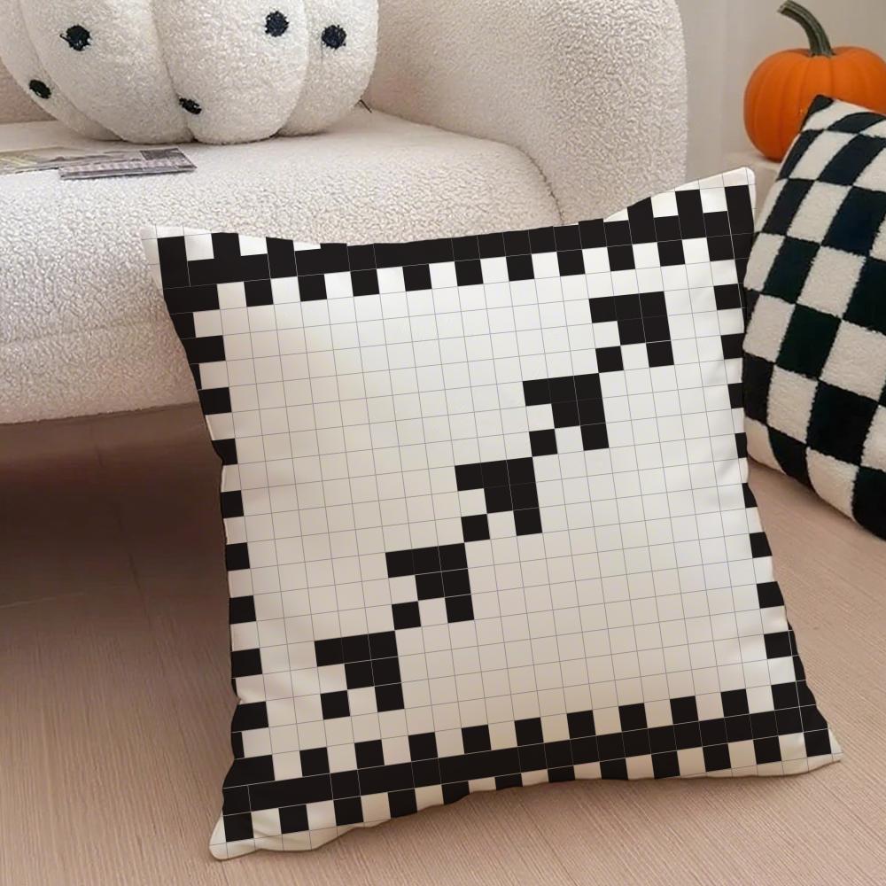 Retro Pixelated Ar Pixel Print Texture Cushion Cover Throw Pillow Cover Hidden Button Durable Polyester Chair Cushion