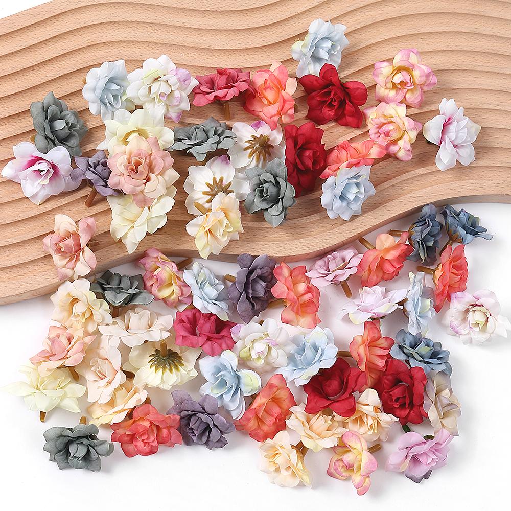 20PCs Rose Artificial Flowers Head Silk Fake Flowers Wedding Party Home Living Room Dining Table Garden Decorations DIY Crafts