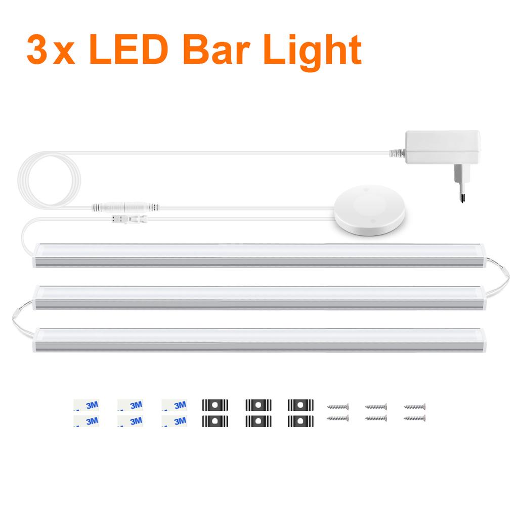 Under Cabinet LED Bar Light Linkable LED Strip Light With Penetrable Wood Touch Sensor Dimmable Switch For Kitchen Cabinet Shelf