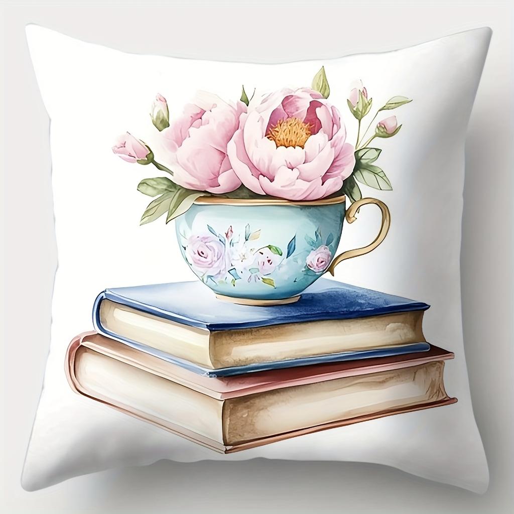 4Pcs Set, Mother'S Day Pillowcase, Book And Flower Pillowcase, Single-Sided Printing, Mother'S Day Decoration,