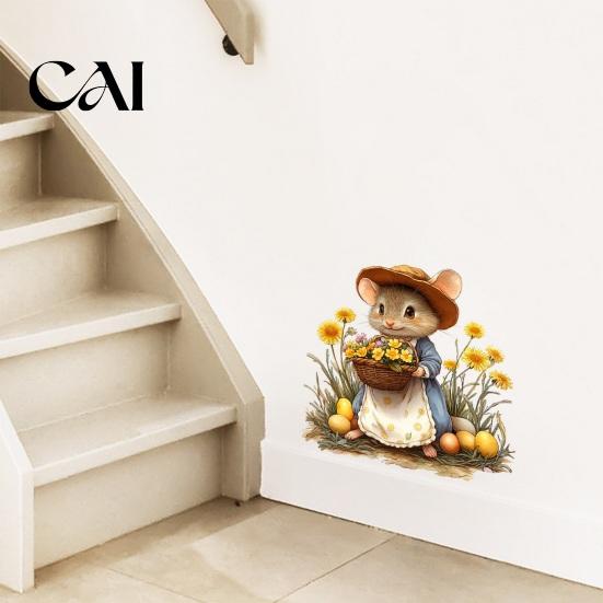 Autumn Wall Decals Mouse Stickers,Waterproof PVC Retro Fairy Tale Decals, Removable Peel Sunflower Maple Leaf Window Clings And Stick for Kindergarten