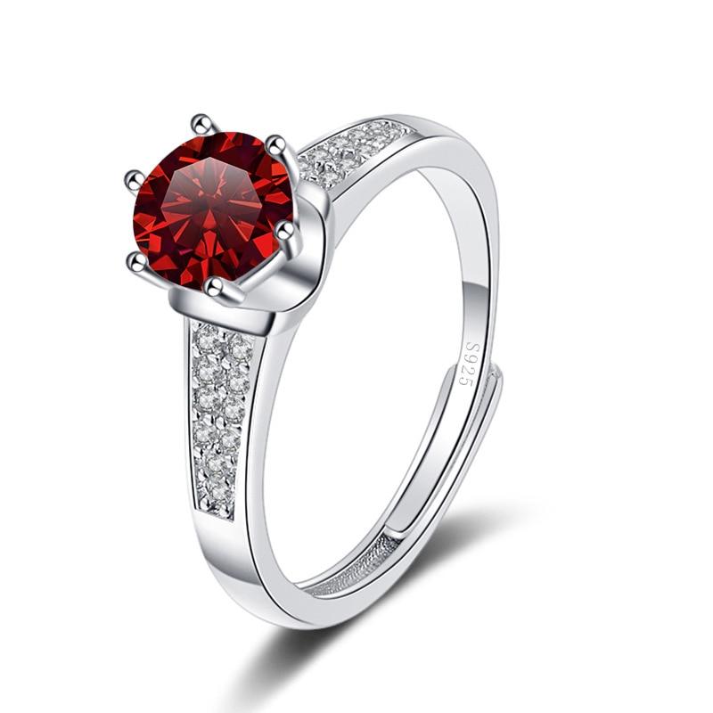 Bague Ringen Real 1ct Round VVS D Moissanite Diamond Ring For Women S925 Sterling Silver Jewelry Six Claw Opening Adjustable Rings