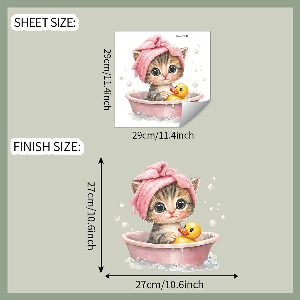 Мультяшный котенок, время купания, наклейка на стену для ванной комнаты, душевой кабины, водостойкая, съемная, декор для дома