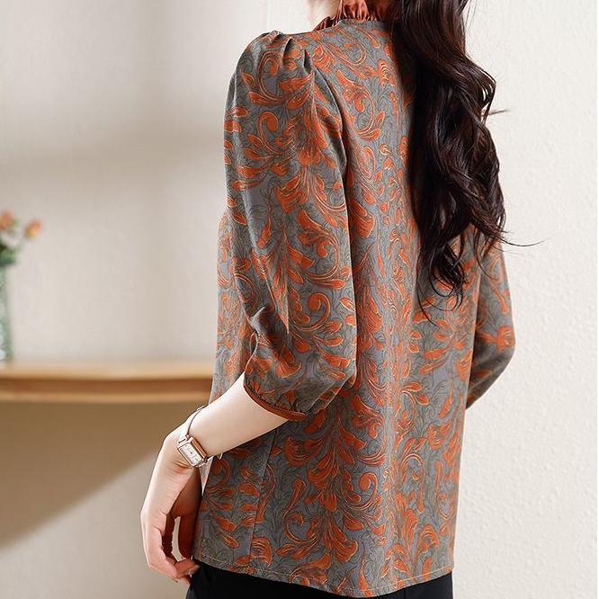 Рубашка с принтом женская летняя большого размера женская кружевная рубашка со средним рукавом свободный шифоновый топ