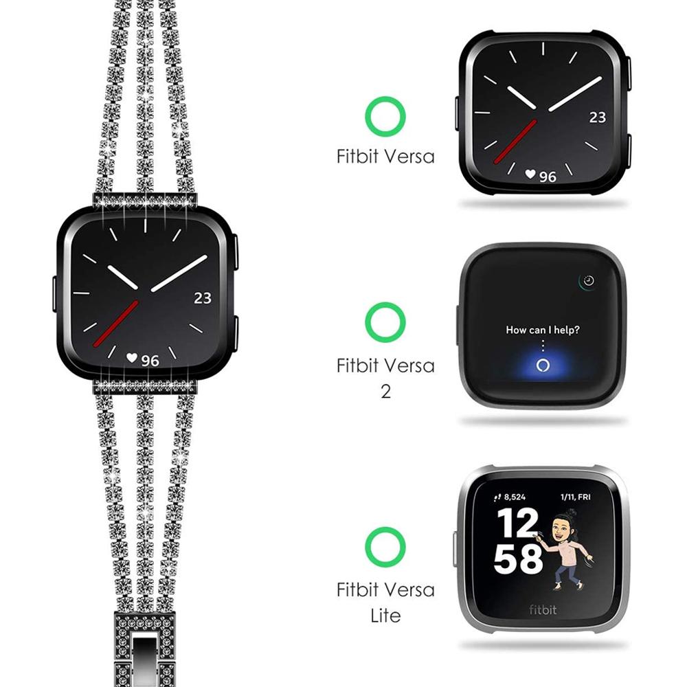 Slim Wristband for Fitbit Sense 2 Bands Dressy Metal Bracelet Bling for Fitbit Versa 2/3/4 Watchband Jewelry Women Strap Luxury