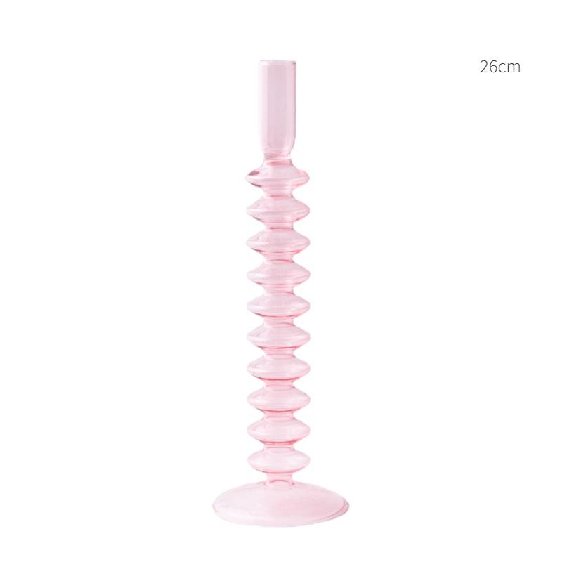 Pink Glass Candle Holder Taper Candlesticks Holder Wedding Table Centerpieces Nordic Home Decoration Wedding Decoration