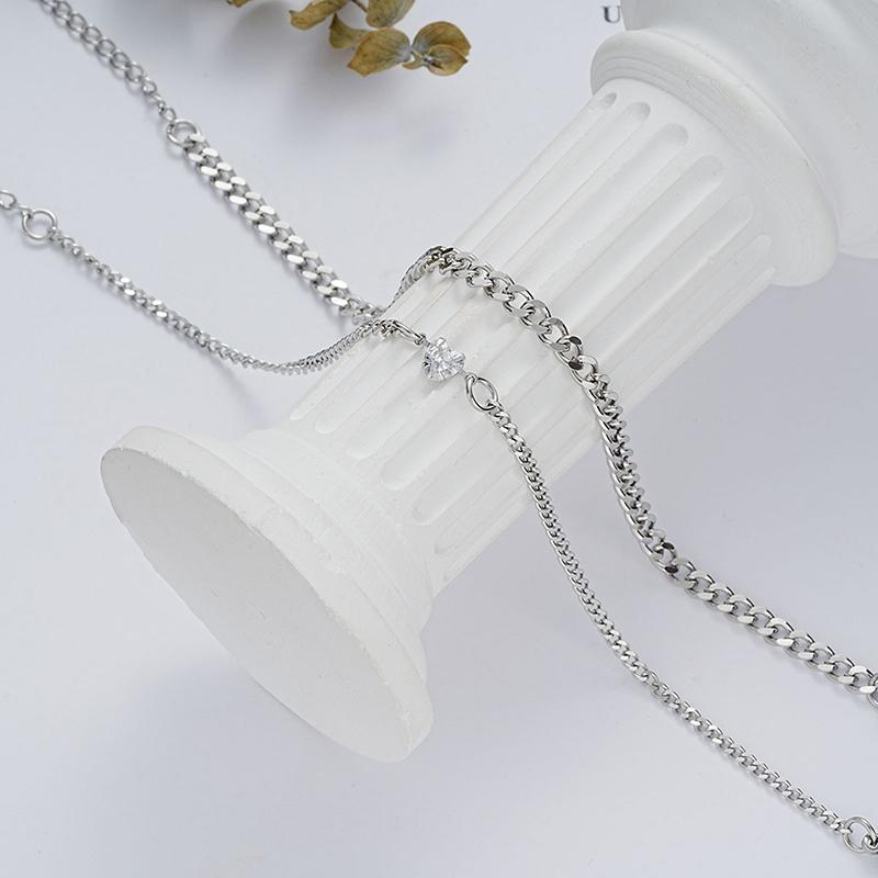 Простой набор браслетов из нержавеющей стали для пары, унисекс, женщин, мужчин, серебряных цепочек с сердечками, ювелирные изделия, подарки