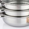 Набор из 3-х ярусных пароварок из нержавеющей стали с крышкой, пароварка, штабелируемая, экономящая место, визуальный дизайн крышки, ручка, многоцелевая кастрюля для готовки