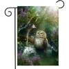 Сказочная Сова Бабочка Лес Дерево Цветы Птица Сад Двор Флаг 12"x 18" Двусторонний Полиэстер Добро Пожаловать Флаги-Баннеры для Патио Газона