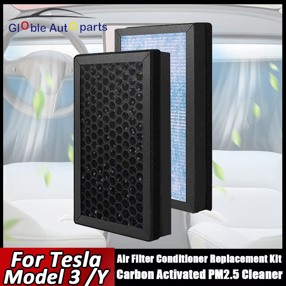 Air Filter For Tesla Model 3 Model Y Carbon Activated PM2.5 Cleaner Air Filter Conditioner Replacement Kit HEPA Activated Carbon
