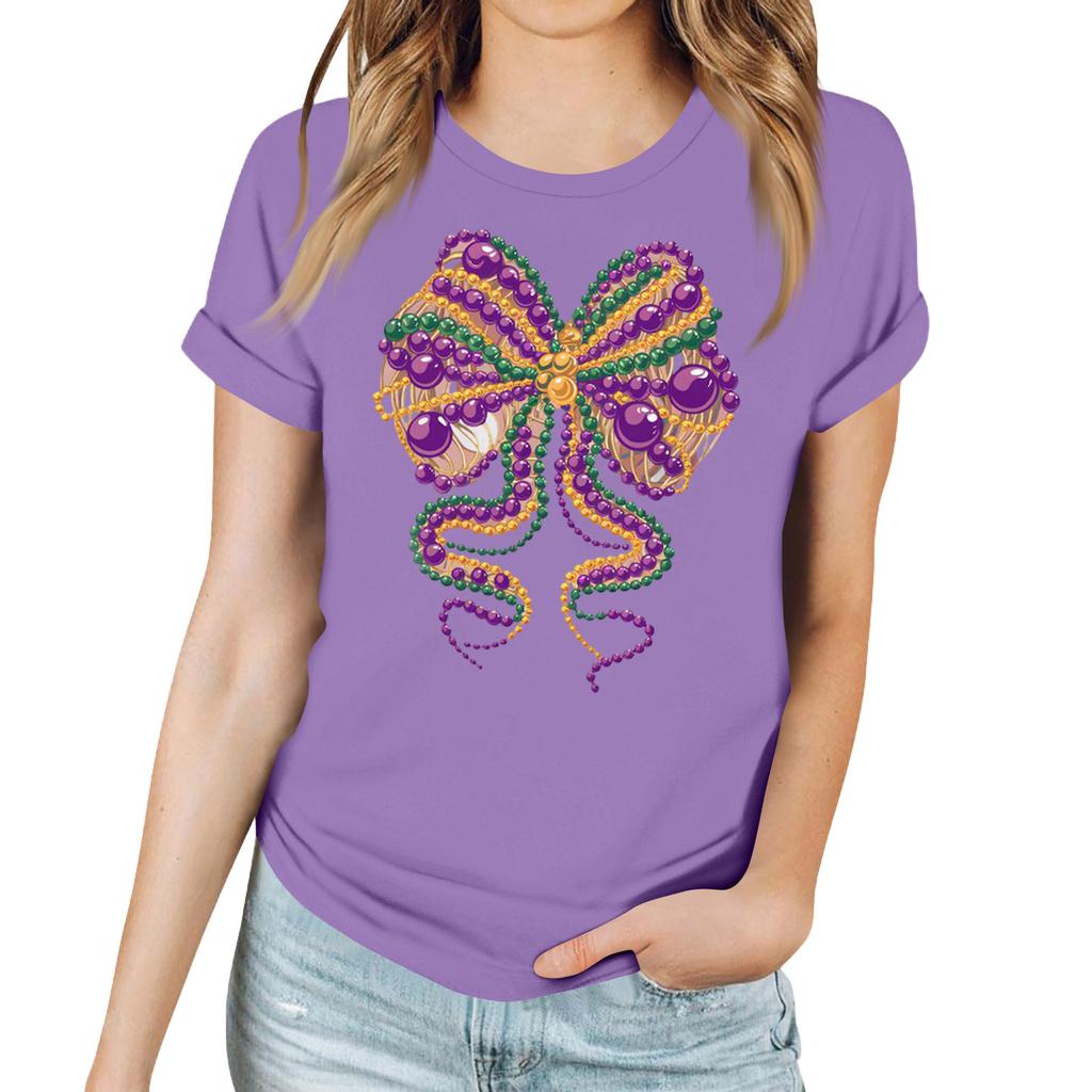 Женская повседневная футболка с карнавальным принтом, пуловер с круглым вырезом, топ с коротким рукавом