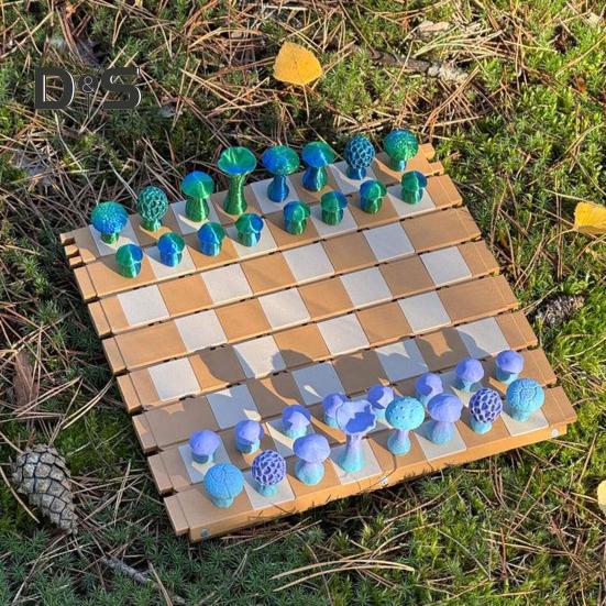 1 Set Roll-up Chess Game with Magnetic Mushroom Chess Pieces Folding Stump Chessboard Kids Adults Portable Travel Educational Checker Board Game