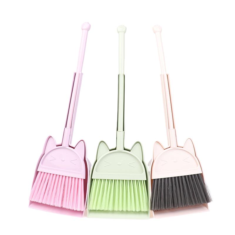 1 Set Cartoon Flexible Bristles Kids Pretend Play Toddlers Indoor Outdoor Floor Sweeping Tool Kit Mini Children Broom Dustpan