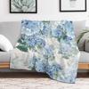 Blue hydrangeas Throw Blanket Soft Cozy Blanket for Pet Kids Adults