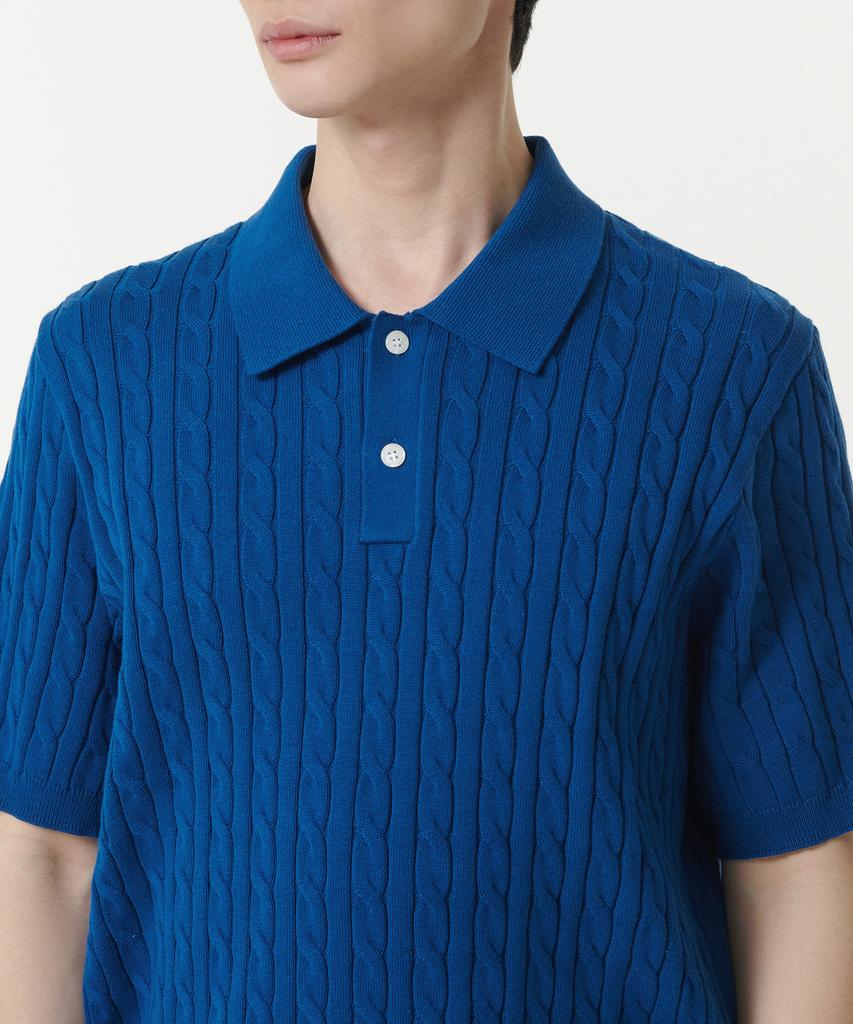 MUSINSA STANDARD Cable Knitted Polo Shirt [Blue]