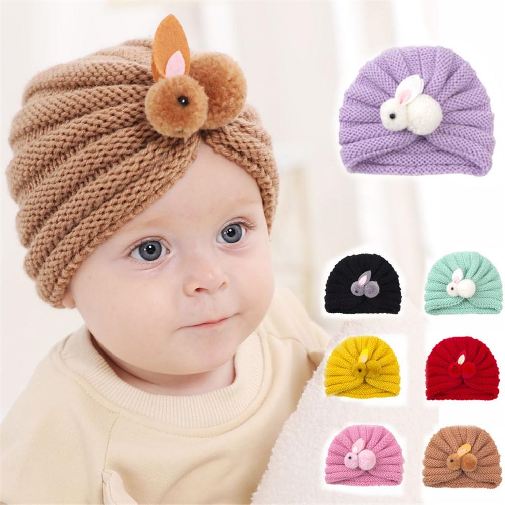Cold Weather Accessory Children Cute Rabbit Cap Children Knitted Hats Crochet Kids Winter Beanies