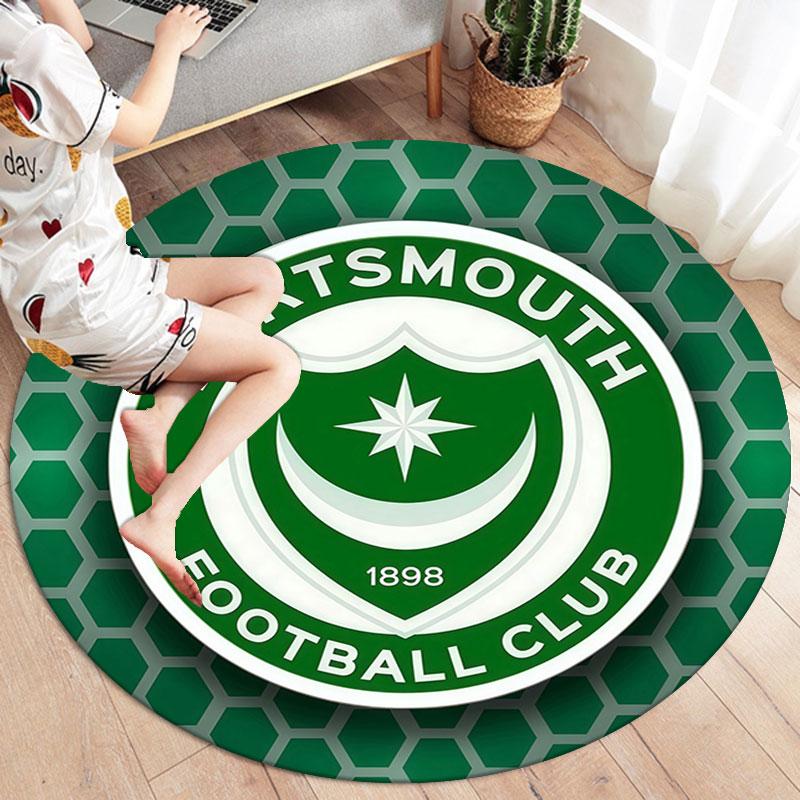 Круглый ковер Portsmouth Football Club, Ковер для гостиной, спальни, дивана, игровой комнаты, Нескользящий коврик для пола