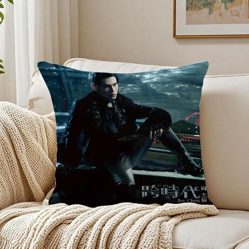 Chinese Pop JJay Chou Album Cover Cushion Cover Linen Pillowcase Soft for Sofa Bed Home Room Decor