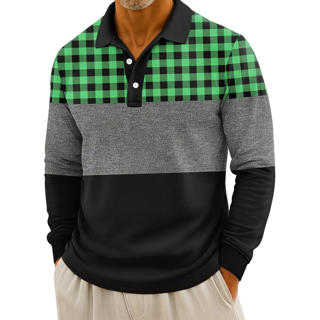 Мужские повседневные топы с длинными рукавами на пуговицах с полосатым принтом