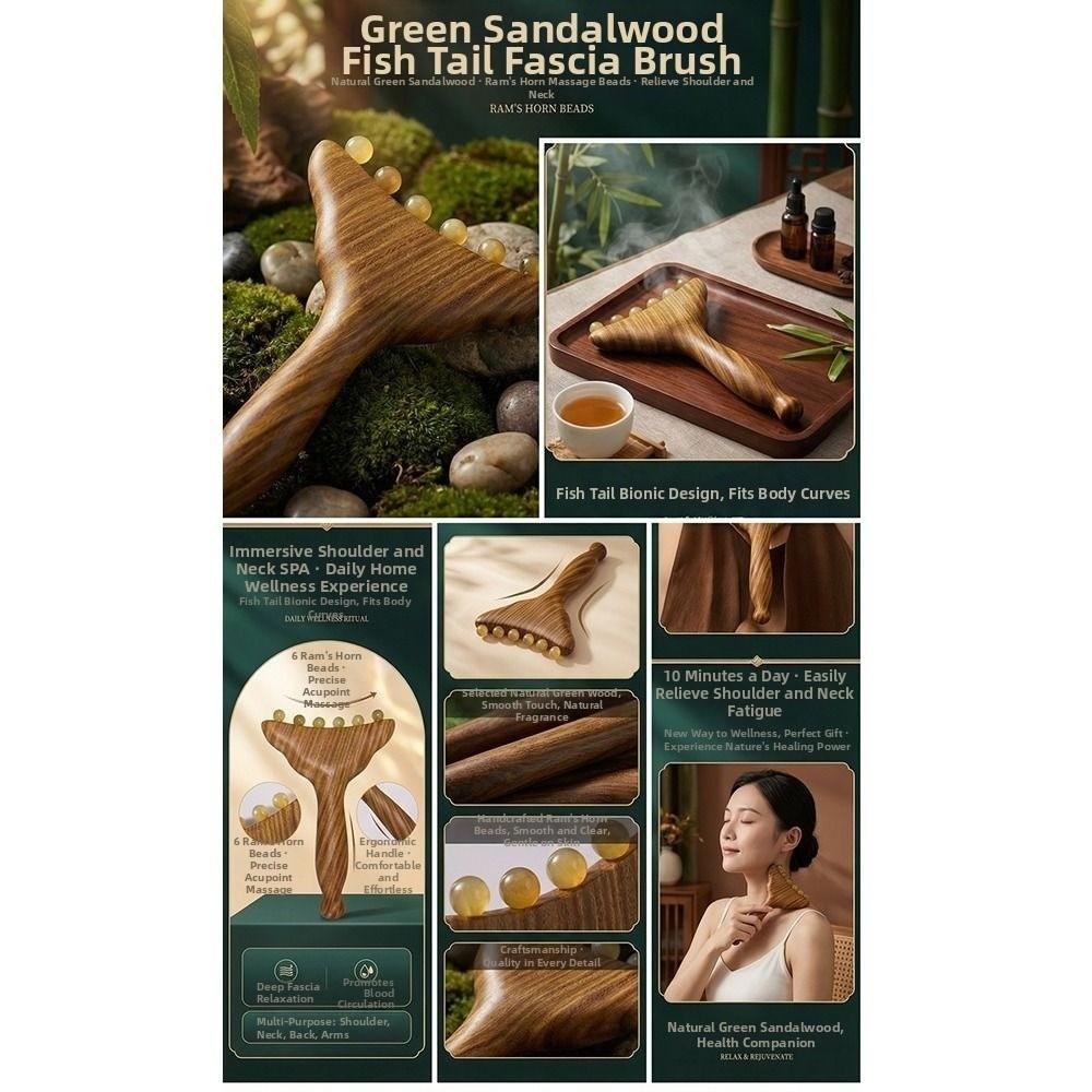 Sandalwood Meridians Massage Comb Copper/Horn Balls Lymphatic Drainage Massager  Breast Massage