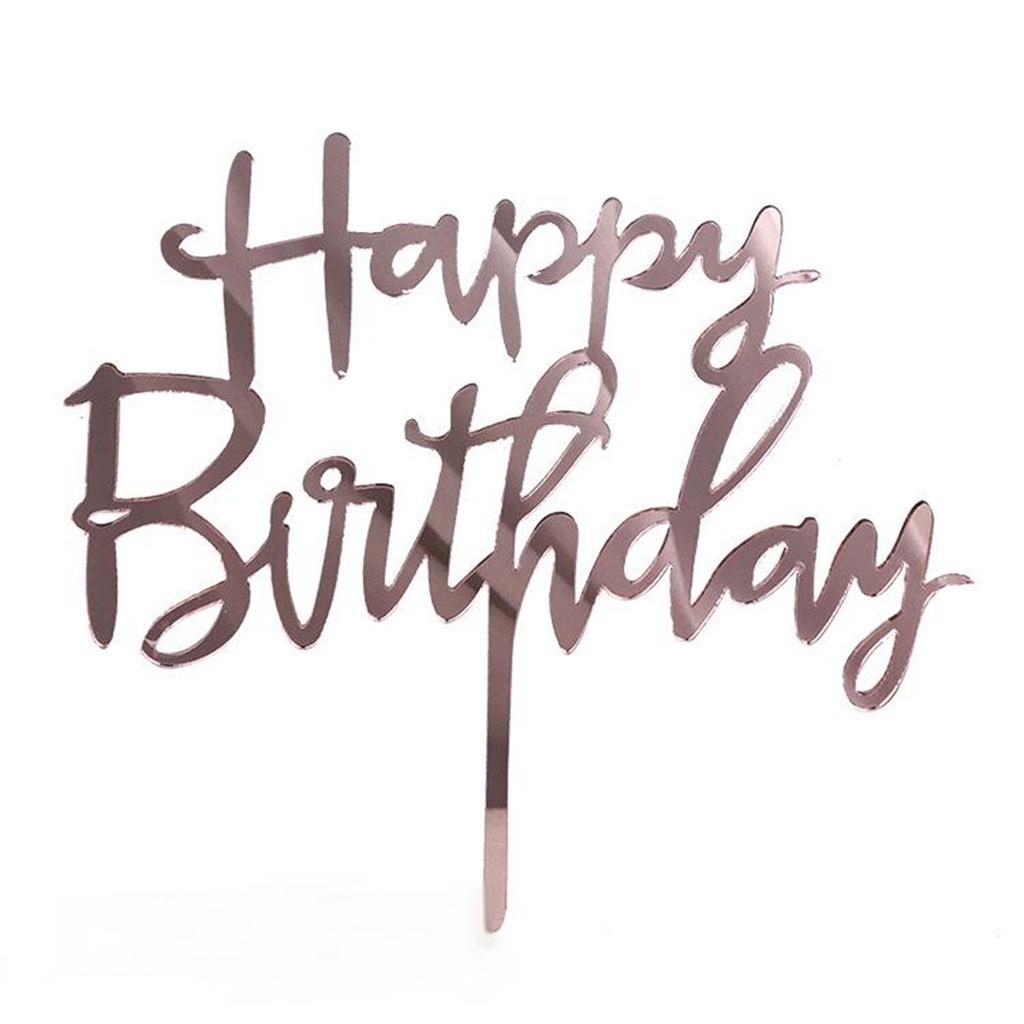 10 Pcs 1 Set Acrylic Happy Birthday Cake Topper Gold Design Kids Birthday Party Cake Toppers Dessert Decoration