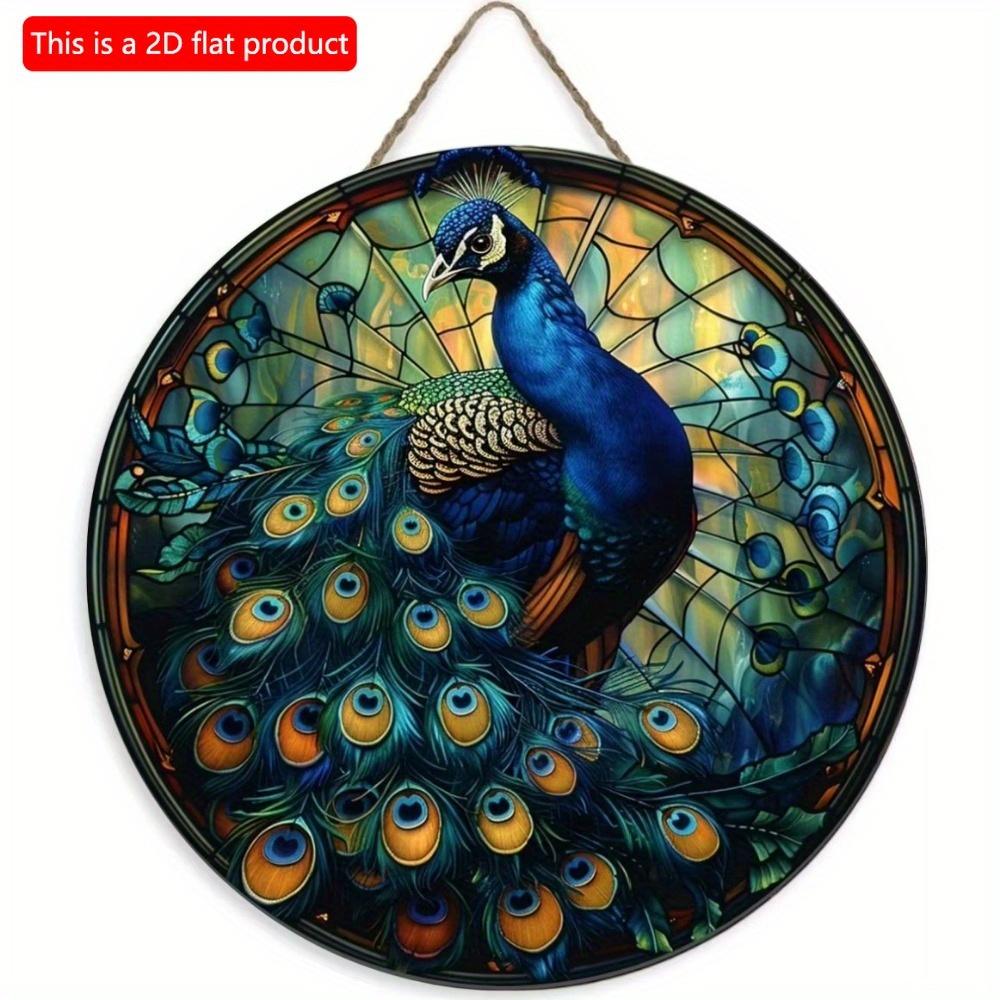 1 шт. 2d плоский круглый деревянный плоский знак - 20 см Знак с изображением птицы павлина, украшение для офиса и дома, подарки на День матери, настенные декоративные элементы на День благодарения