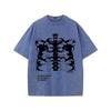 Футболка Blsack Tops Skeleton Футболки высокого качества Летние свободные короткие рукава Одежда ретро стираные винтажные