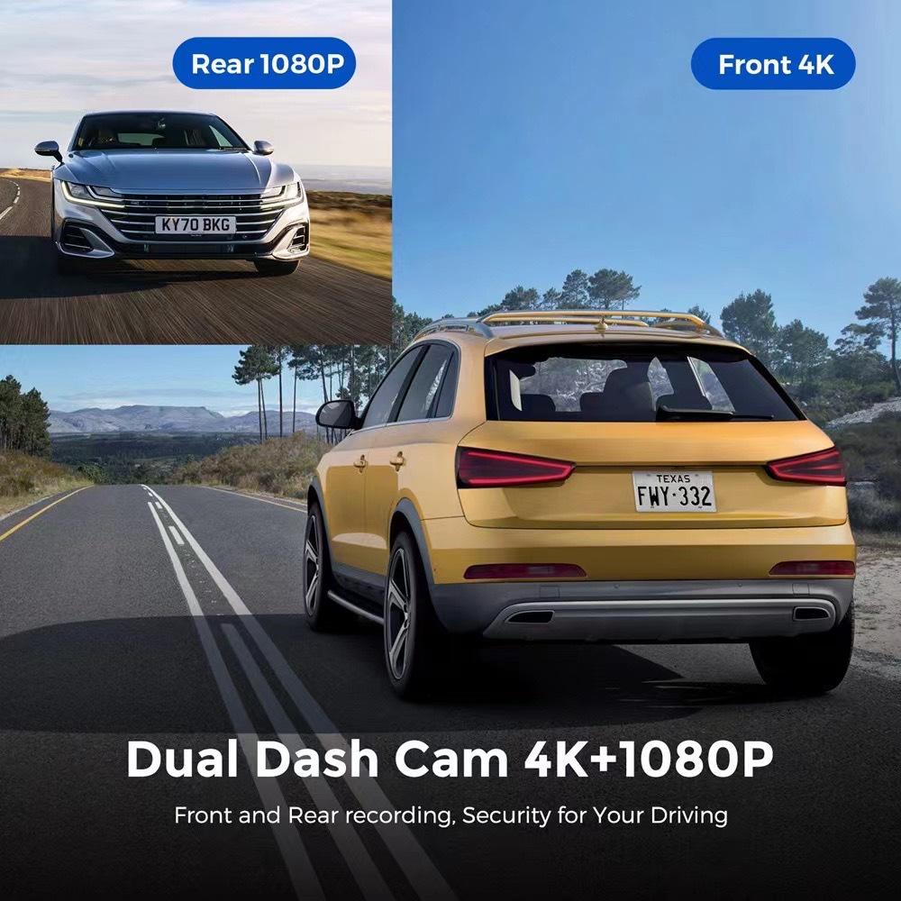 Двойная 4K видеорегистратор V22 с GPS, записью спереди и сзади, подключением к мобильному телефону.