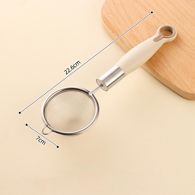 1/3Pcs Fine Mesh Flour Sieve 304 Stainless Steel Colander Juice Soybean Milk Filter Plastic Handle Oil Strainer Spoon Utensils