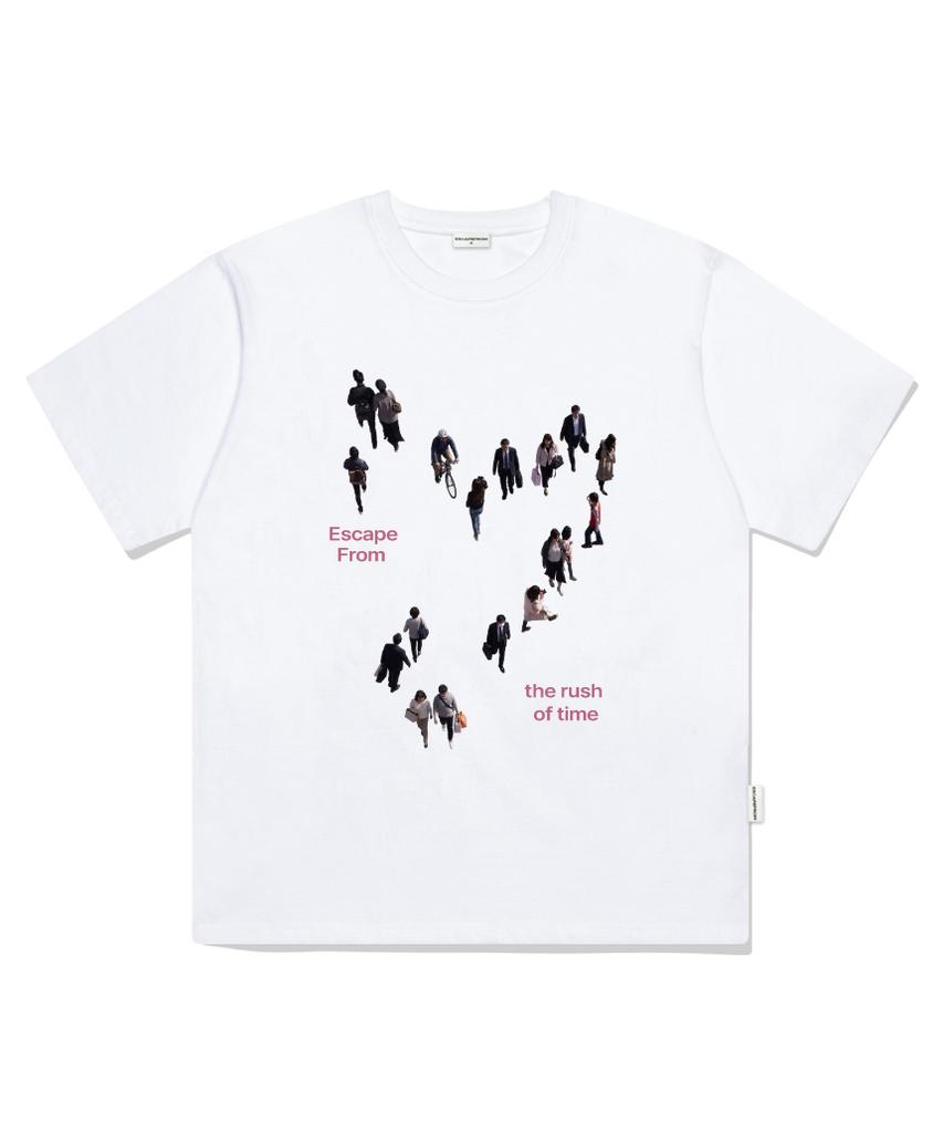 ESCAPEFROM Rush Of Time Print Oversized Short Sleeve T-Shirt White