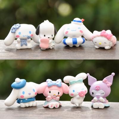 Кавайные фигурки Sanrio 8 шт./набор Хелло Китти Куроми Мультяшные Мелоди Пачакко Синнаморол Милые ПВХ Модели Игрушки Украшение Подарки для Детей