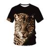Летняя футболка с круглым вырезом, 3D-принтом с животным, узором гепарда, модная, повседневная, с коротким рукавом, детская, для мальчика