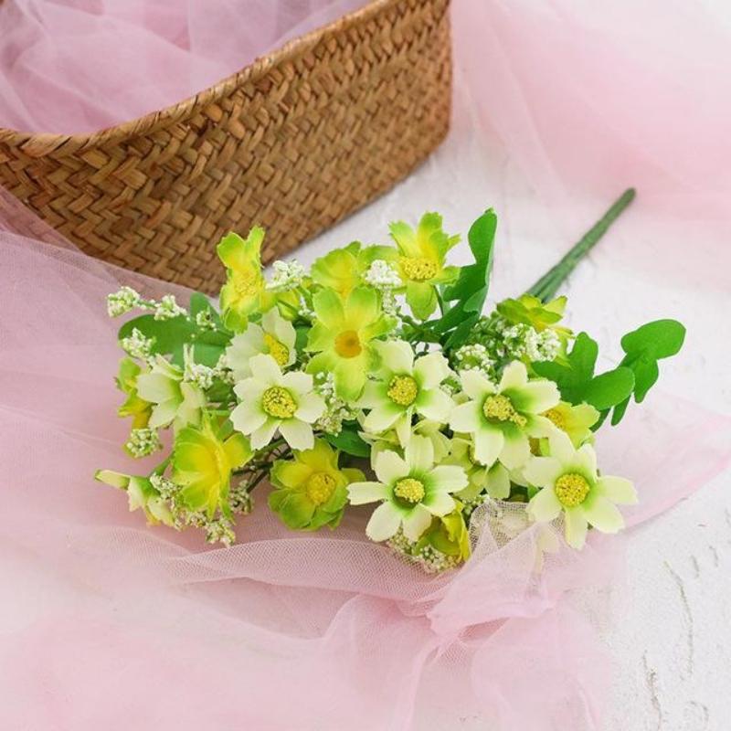 Artificial Daisies Flowers Outdoor Fake Plants for Wedding Party Home Decoration (1 Bouquet, 28 Heads)