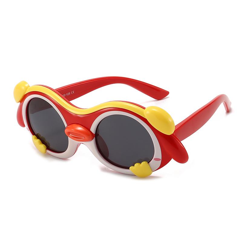 Polarized Cartoon Sunglasses for Kids - Soft Silicone, Childlike Design, Anti-UV Protection for Boys and Girls.