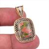 Natural Unakite Gemstone 925 Solid Sterling Silver Two Tone Pendant 1.50" T3D04