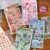 6Pcs Japanese Retro Early Dessert Snack Cut Film Sticker Scrapbook Journal DIY Decoration Showa Flash Sand Waterproof PET Decal