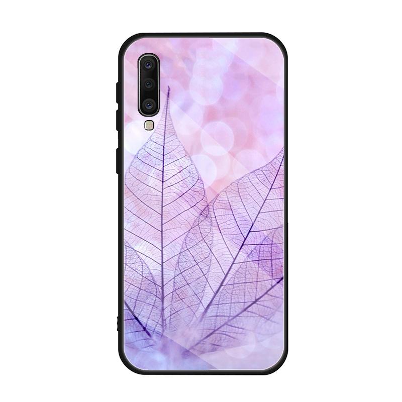 Чехол из закаленного стекла с образцом листа для Samsung Galaxy A10S A10E A20S A20E A30S A40 A50S A60 A70 A80 A90 A6 A7 A8, чехол