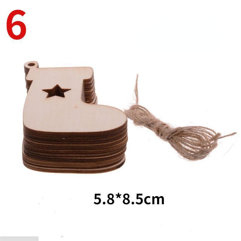 10Pcs/Bag Wooden Christmas Decorations Creative Christmas Tree Pendant Holiday Party Home DIY Decoration