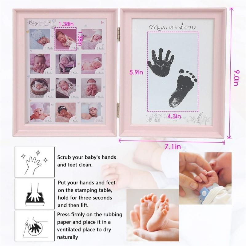 Foldable Picture Frame for Newborn Photo Frame Nursery Table Display Footprint Handprint Keepsake Frame House Decoration