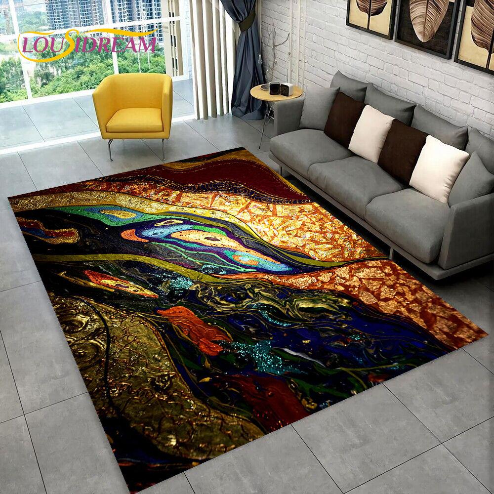 3D цвет золотого скандинавского мрамора, великолепный коврик, ковер для дома, гостиной, спальни, дивана, коврик для кухни, декор для кухни, нескользящий напольный коврик