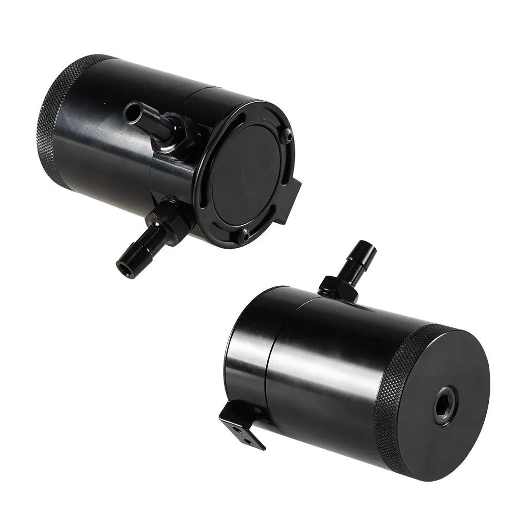 Универсальный алюминиевый маслоуловитель Компактный резервуар с перегородками на 2 отверстия, маслоуловитель, детали топливного бака, дышащий чайник с двумя отверстиями