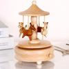 Wooden Carousel Music Box Handmade Rotating Horse Educational Musical Toy Home Office Desktop Decoration Ornament Kids Adults Birthday Christmas Gift